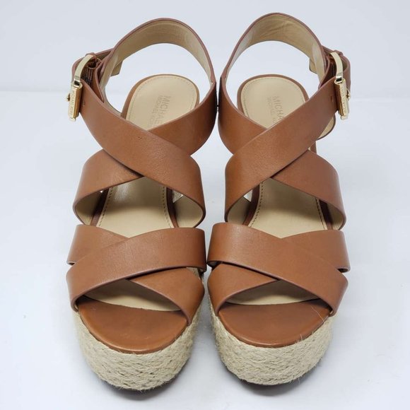 Authentic Michael Kors Wedge Leather Brown Sandal - Picture 4 of 8